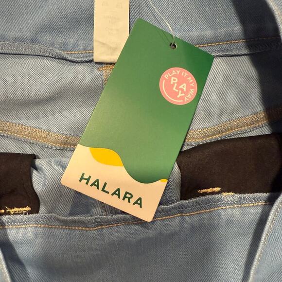 Halara Flex High Waisted Bodycon Denim Casual Midi Skirt Cyan Blue Small Stretch - Picture 10 of 12